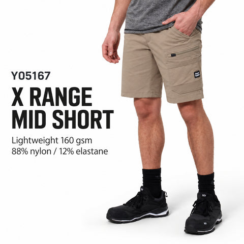 Hard Yakka Y05167 Mens X Range Mid Cargo Work Shorts Stretch