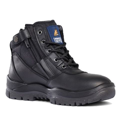 Mongrel Work Boots Soft Toe Non safety Zip-Side Black