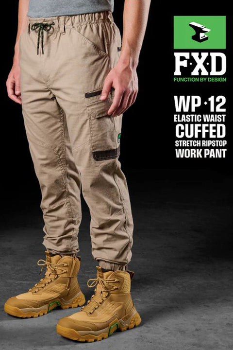 WP-12C Cuffed Elastic Waist Stretch Ripstop Work Pant - Khaki
