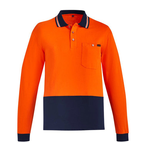 SYZMIK Mens Hi Vis Cotton Long Sleeve Polo
