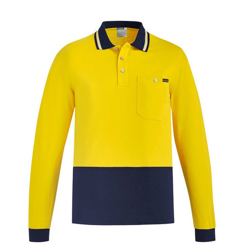 SYZMIK Mens Hi Vis Cotton Long Sleeve Polo