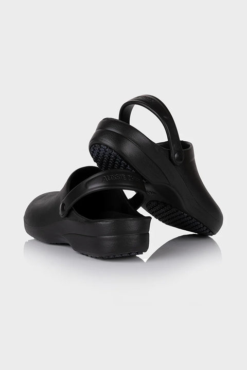 Aussie Chef Kitchen Classic Style Slip-On Clogs - Black