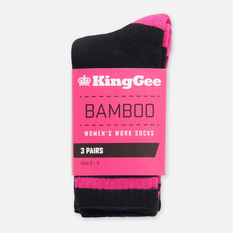 KingGee K49015 WOMEN'S BAMBOO CREW WORK SOCKS - 3 PACK