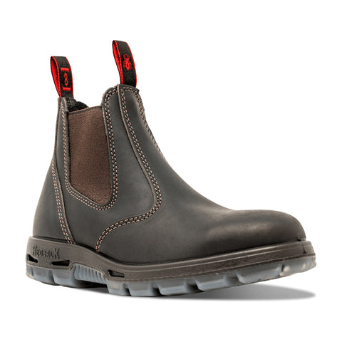 Redback UBOK Non Safety Work Boots Soft Toe Elastic Sided Bobcat Unisex Bonsall 6" Claret Brown Oil Kip
